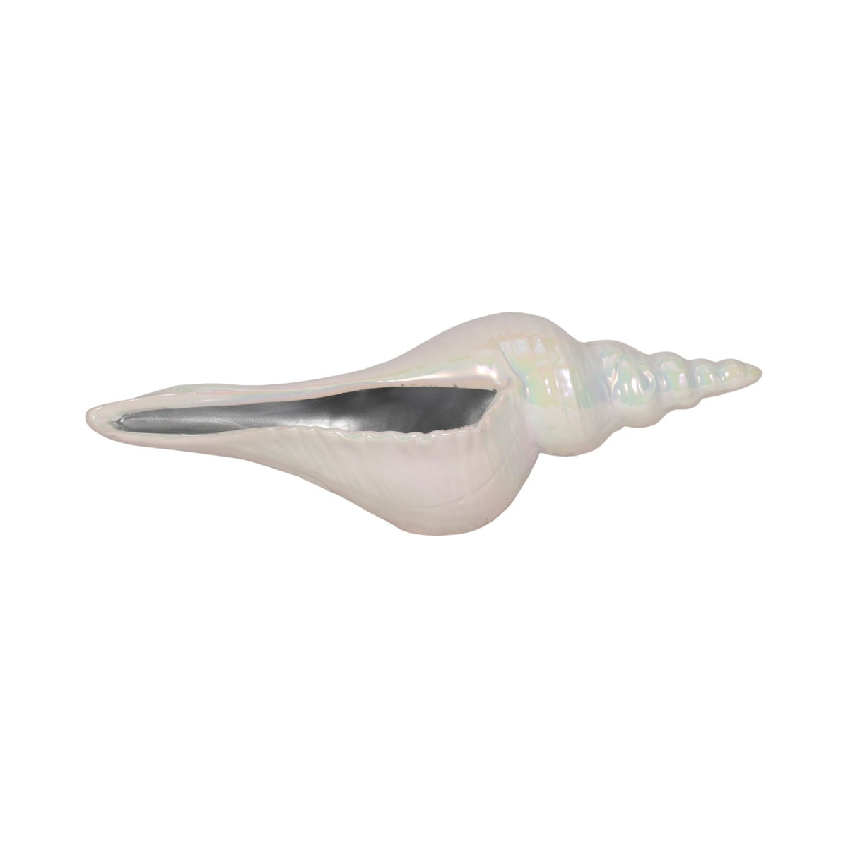 12" Long Iridescent Seashell With Silver, Ivory/si Table Decors| Sagebrook Home