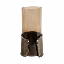 12" MAPUTO MD CANDLE HOLDER GLASS, BROWN