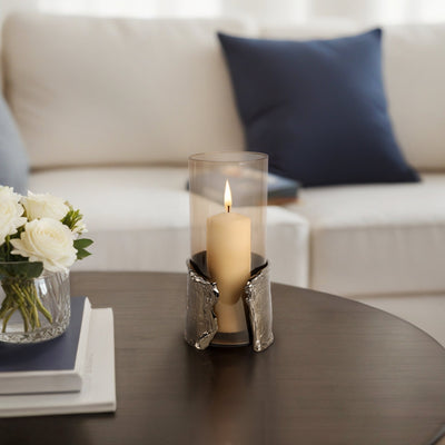 12" MAPUTO MD CANDLE HOLDER GLASS, BROWN - Al Rugaib Furniture