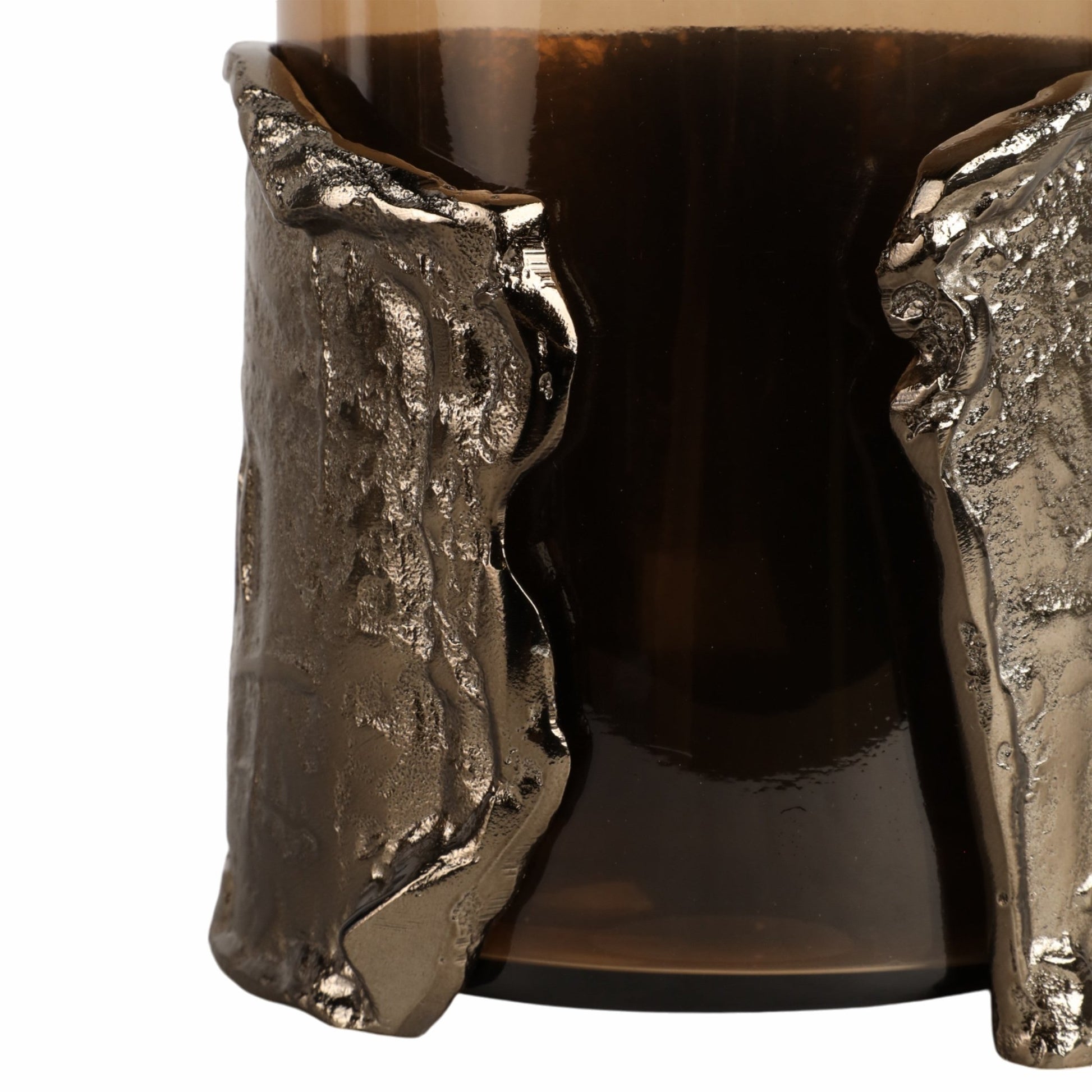12" MAPUTO MD CANDLE HOLDER GLASS, BROWN Candle Holders| Sagebrook Home