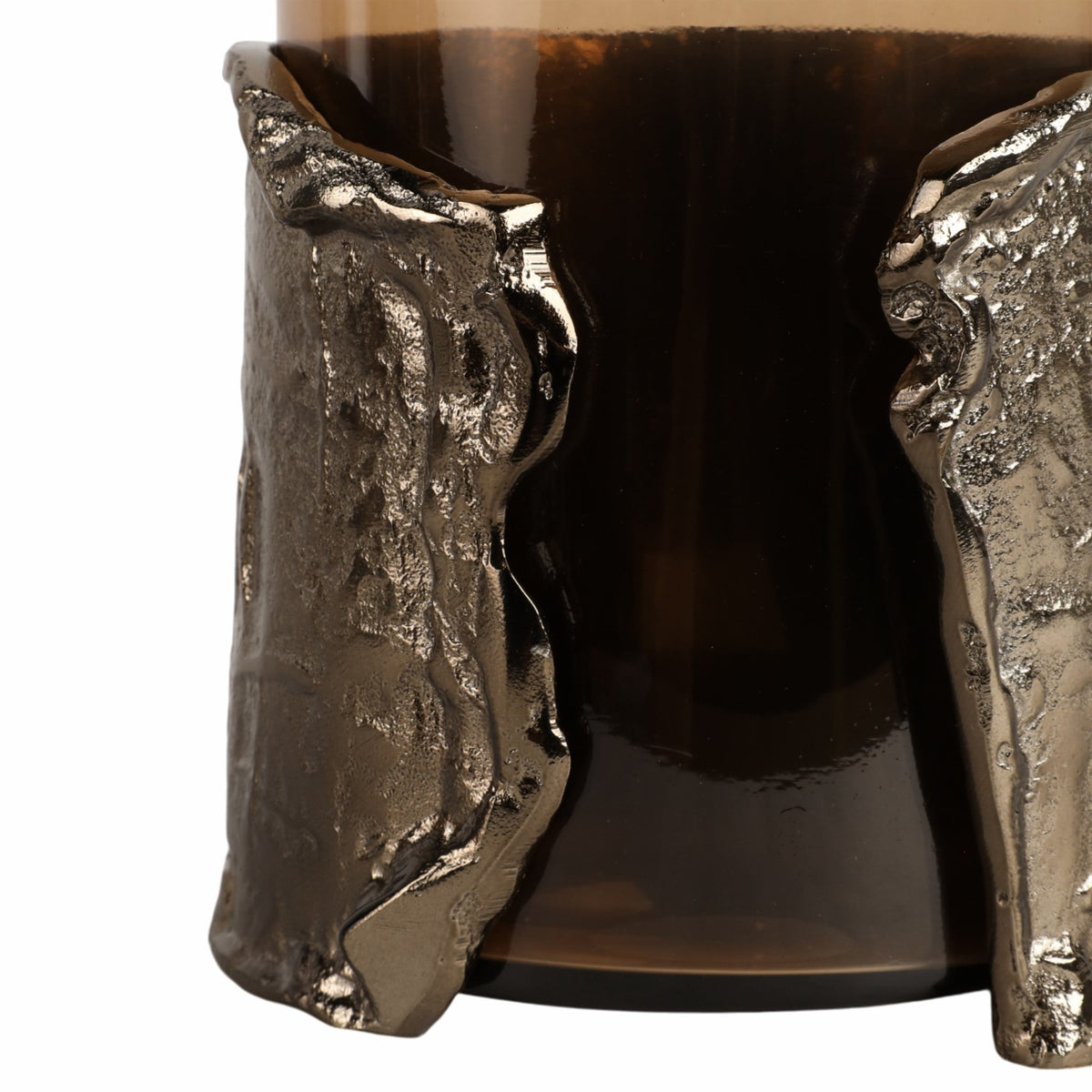 12" MAPUTO MD CANDLE HOLDER GLASS, BROWN Candle Holders| Sagebrook Home