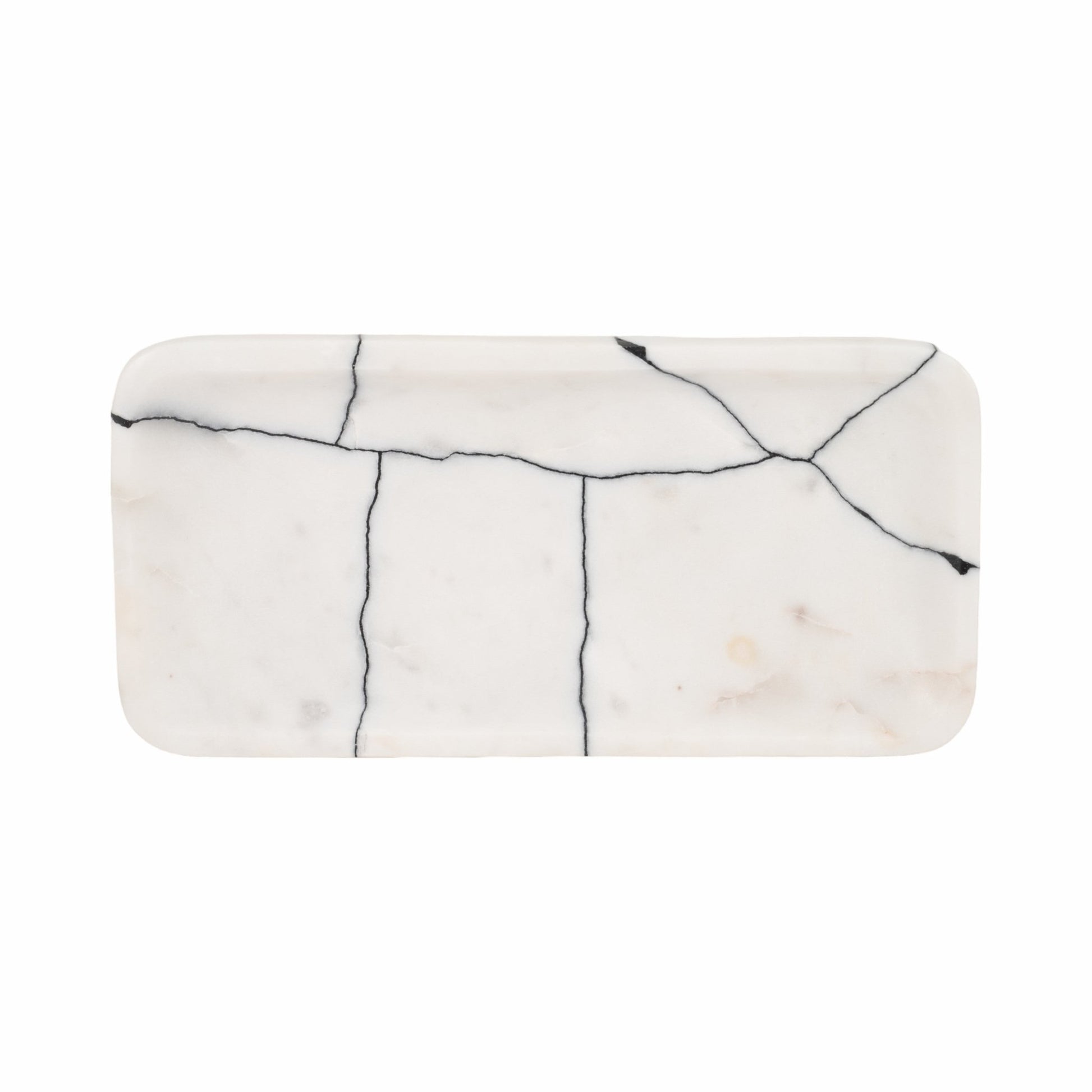 12" ROALD BLACK & WHITE MARBLE TRINKET TRAY Table Decors| Sagebrook Home