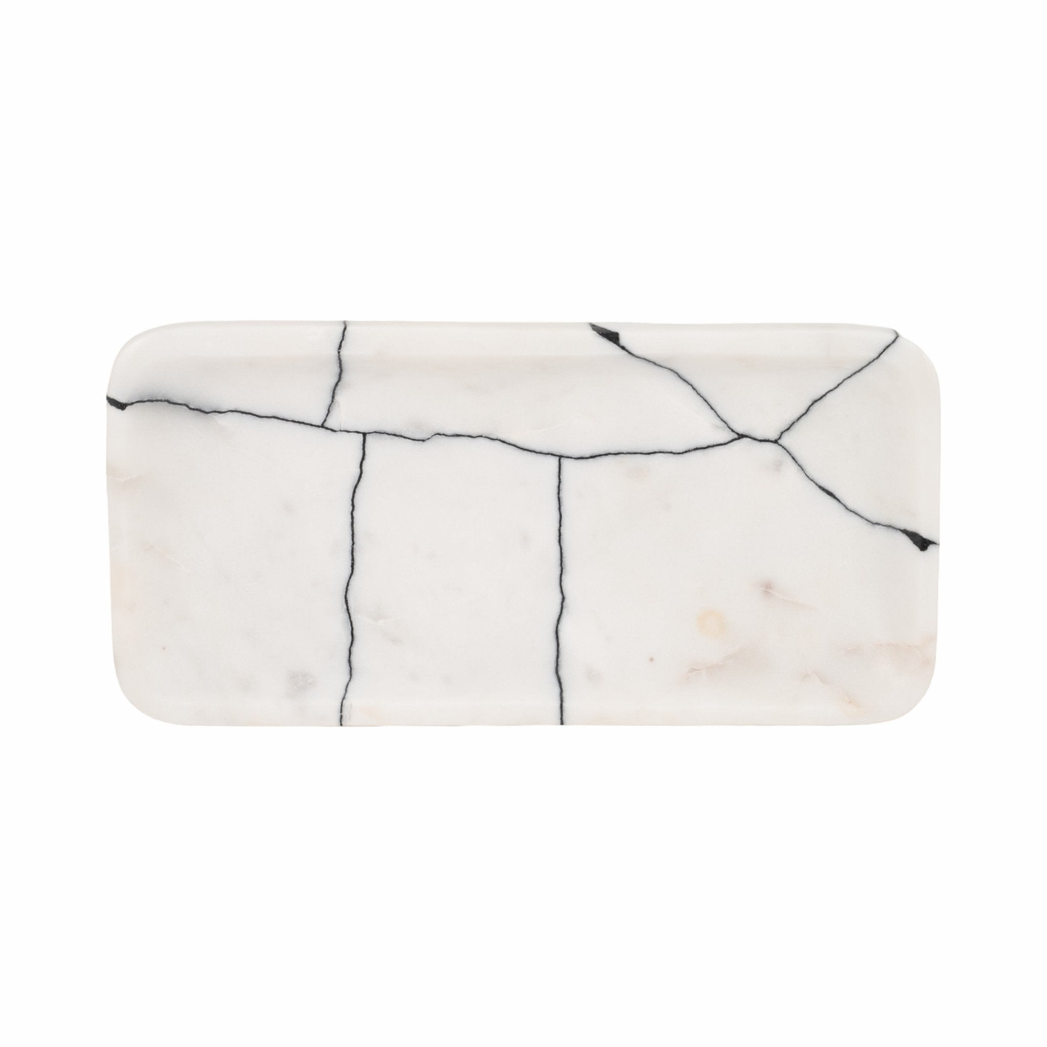 12" ROALD BLACK & WHITE MARBLE TRINKET TRAY Table Decors| Sagebrook Home
