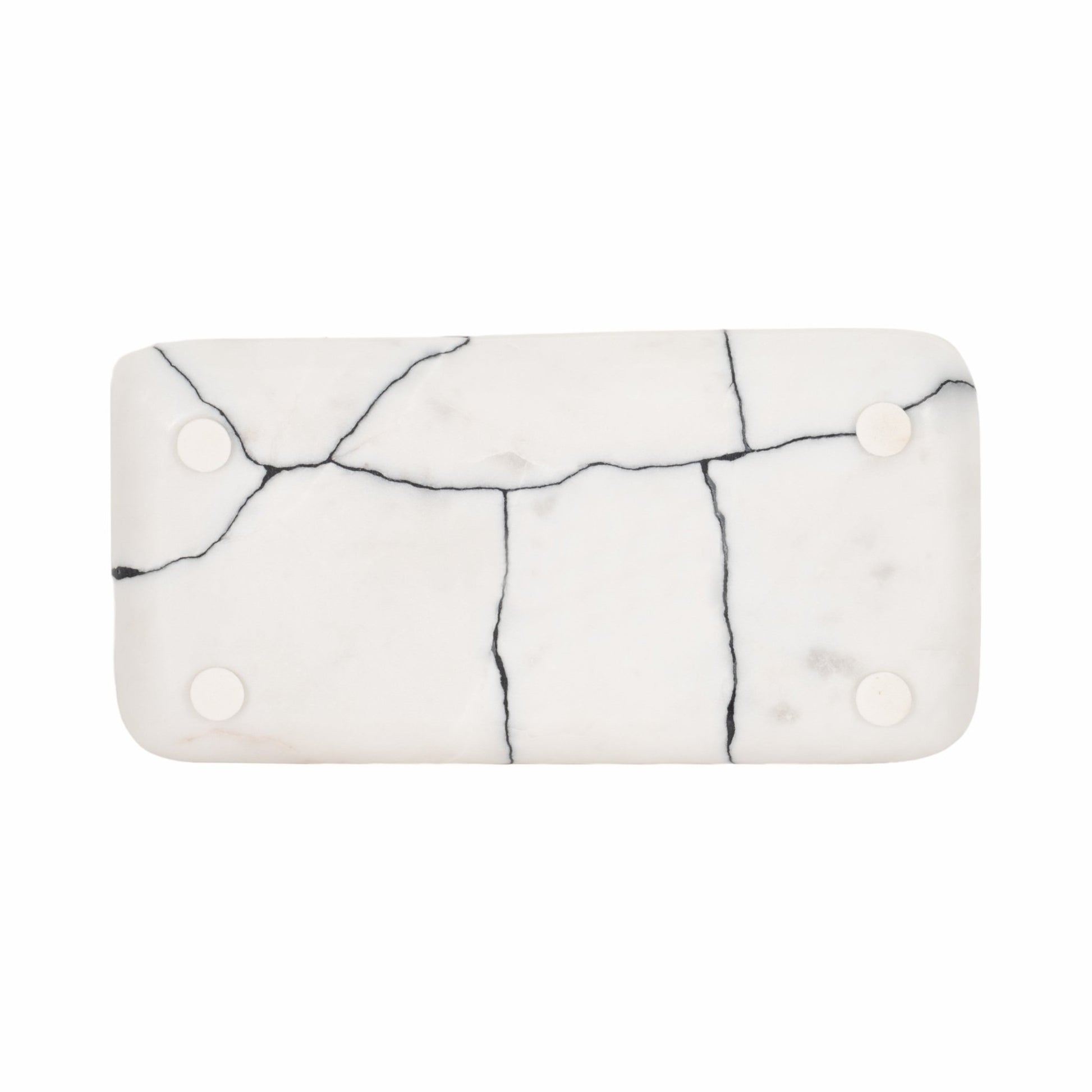 12" ROALD BLACK & WHITE MARBLE TRINKET TRAY Table Decors| Sagebrook Home