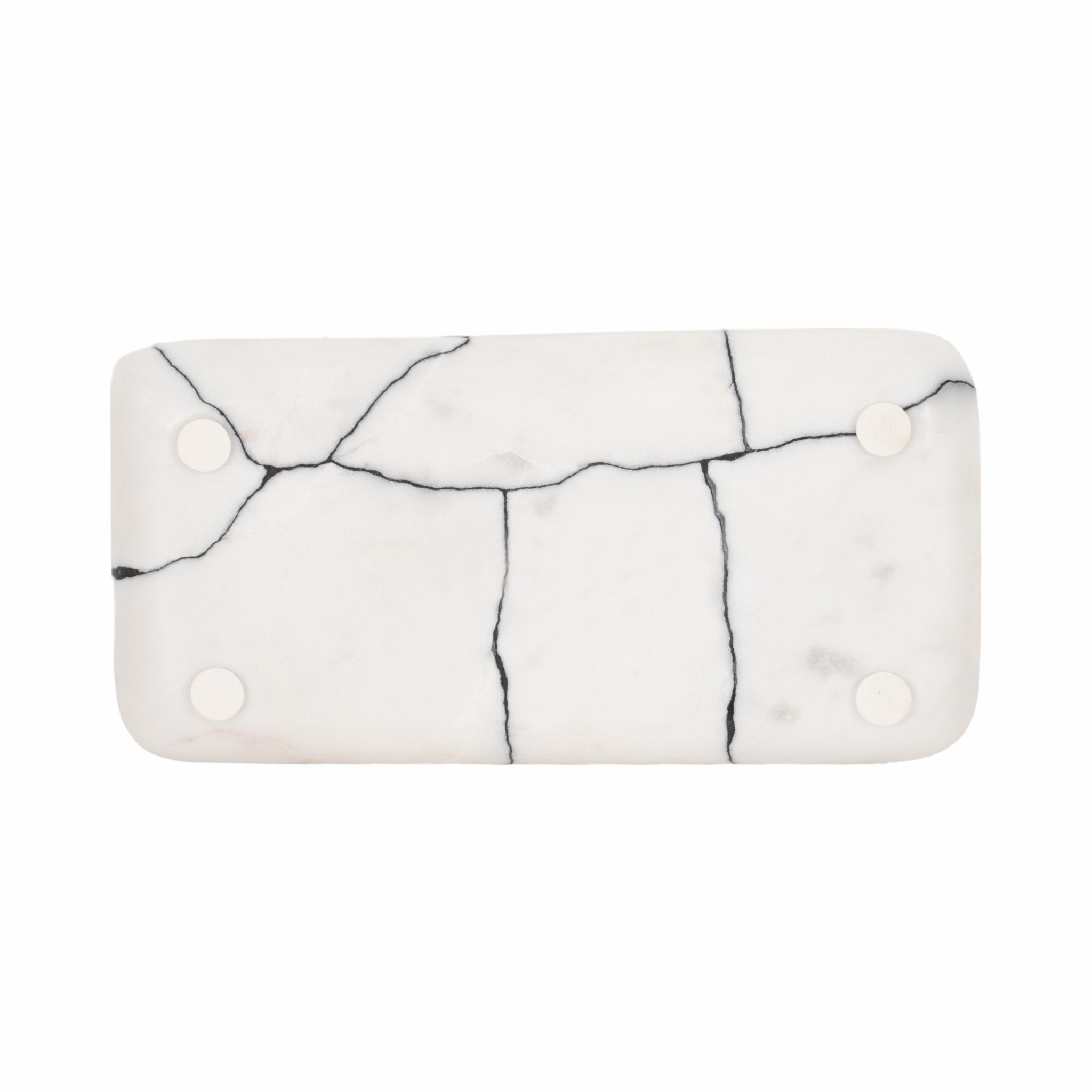 12" ROALD BLACK & WHITE MARBLE TRINKET TRAY Table Decors| Sagebrook Home