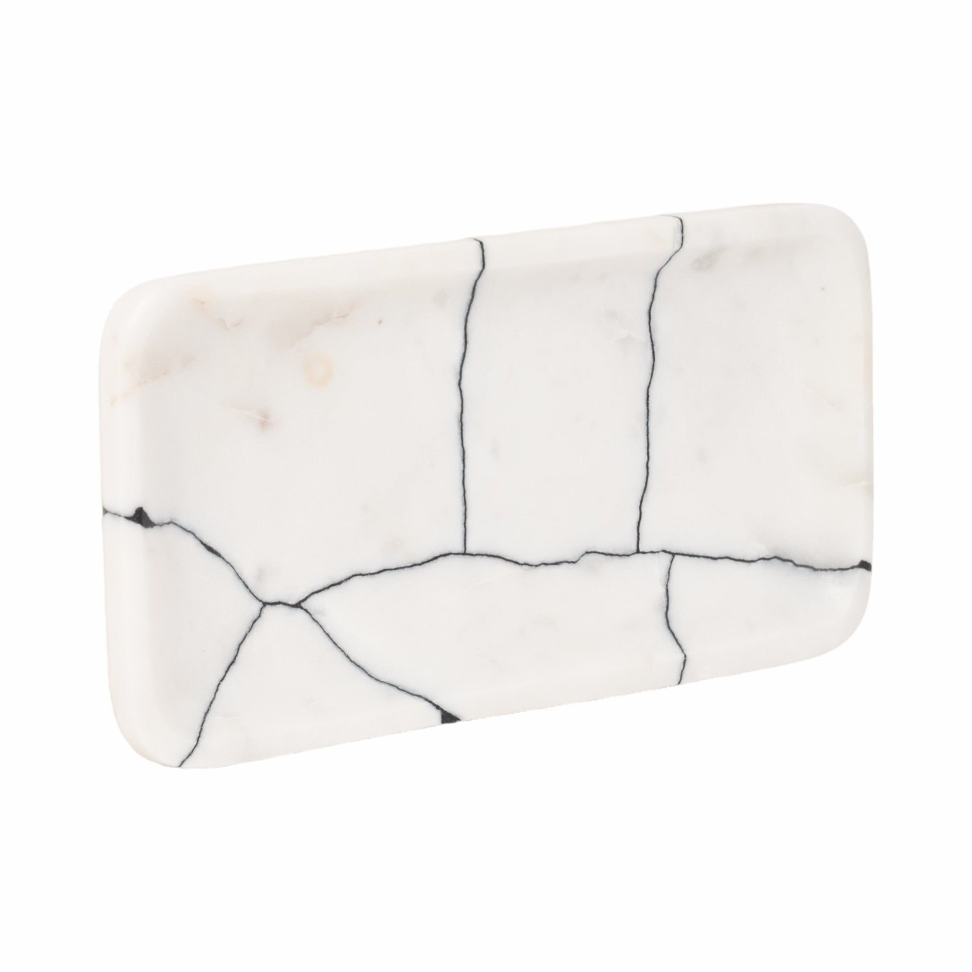 12" ROALD BLACK & WHITE MARBLE TRINKET TRAY Table Decors| Sagebrook Home