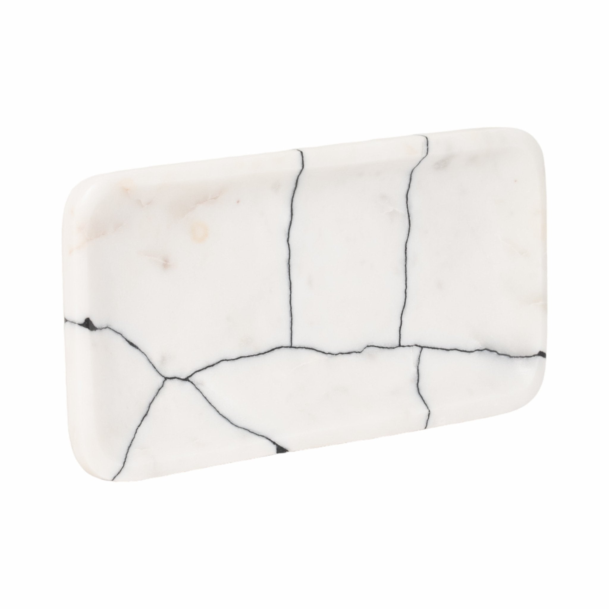 12" ROALD BLACK & WHITE MARBLE TRINKET TRAY Table Decors| Sagebrook Home