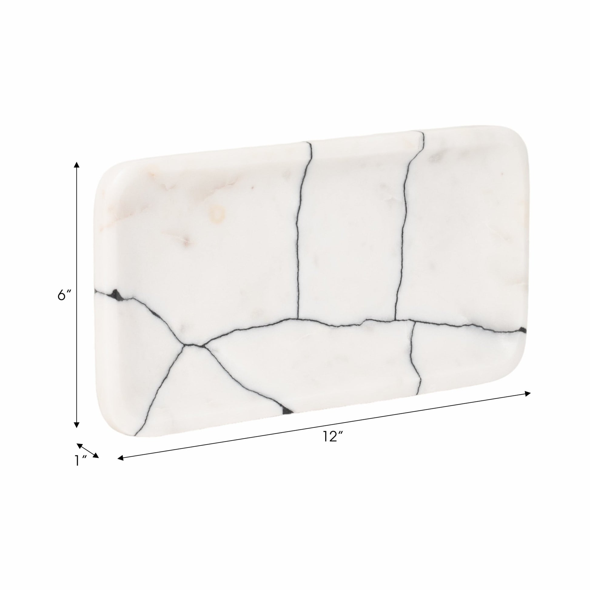 12" ROALD BLACK & WHITE MARBLE TRINKET TRAY Table Decors| Sagebrook Home
