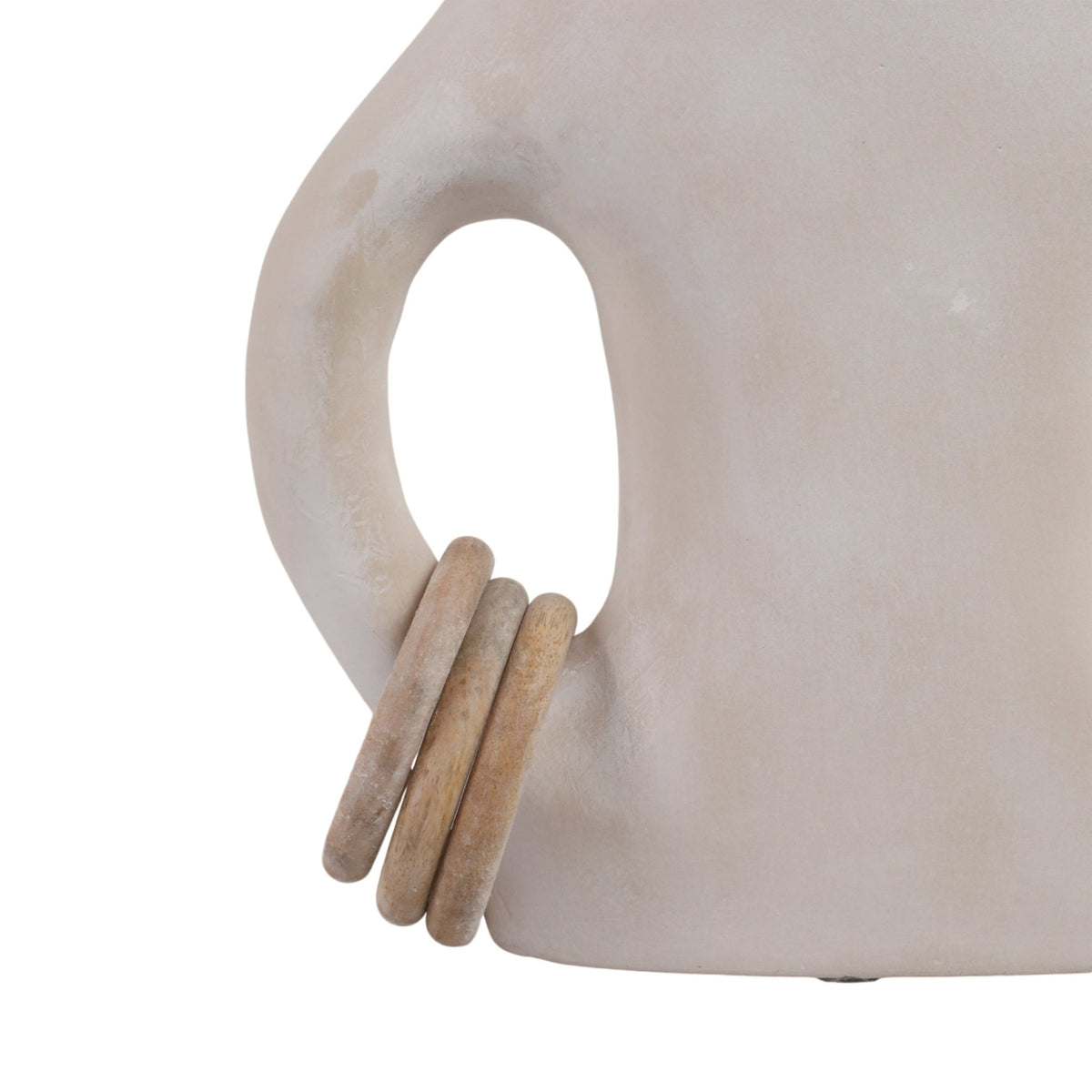 12" SAMIRAH SMALL VASE W/ WOOD RINGS, BRWN/WHT WSH | Sagebrook Home