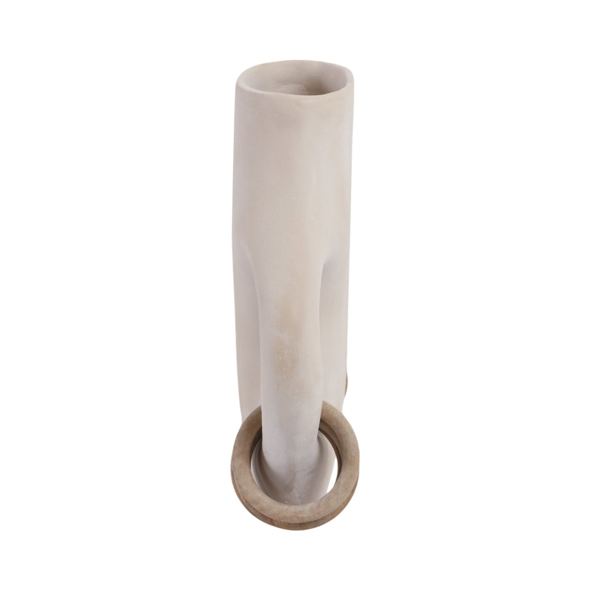 12" SAMIRAH SMALL VASE W/ WOOD RINGS, BRWN/WHT WSH | Sagebrook Home