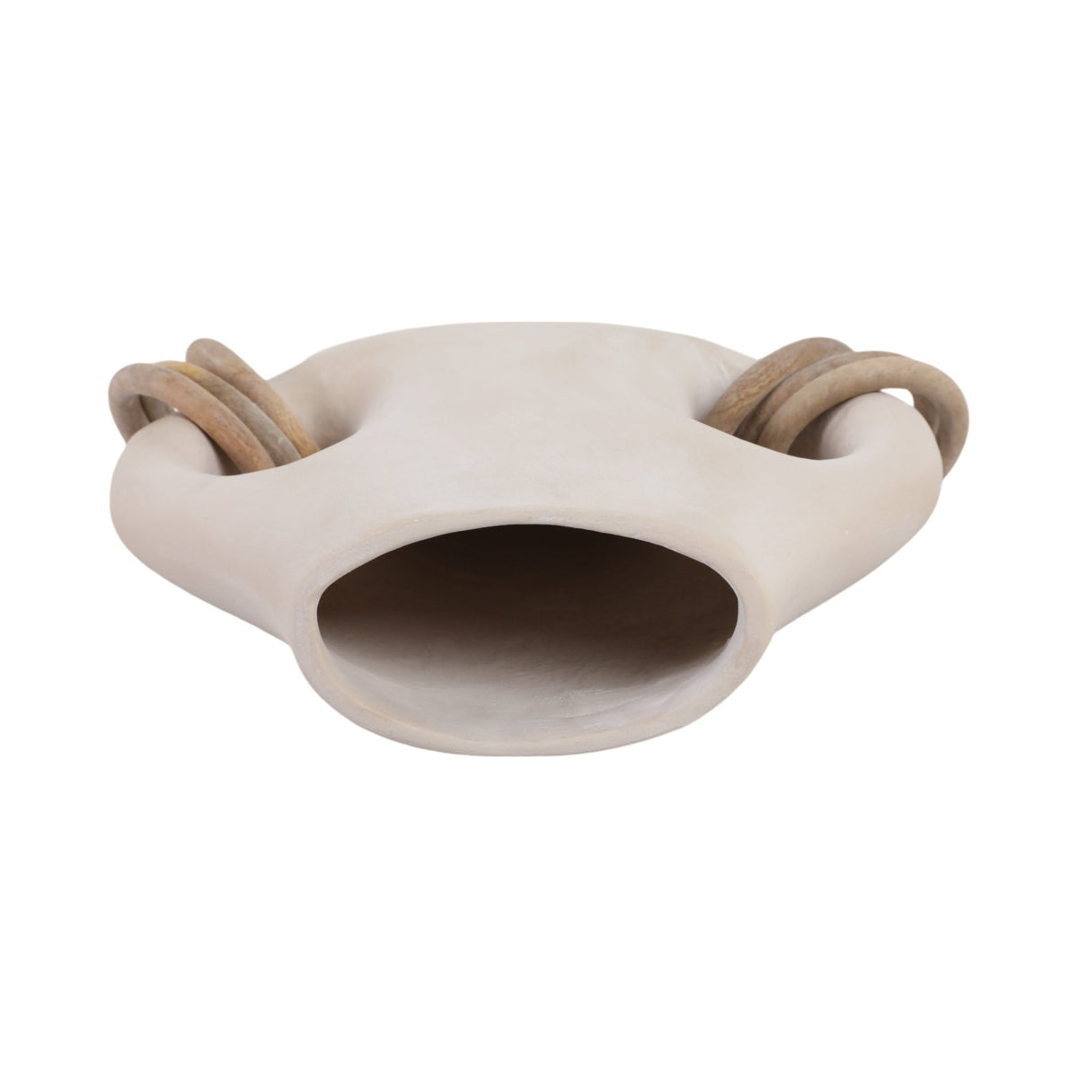 12" SAMIRAH SMALL VASE W/ WOOD RINGS, BRWN/WHT WSH | Sagebrook Home