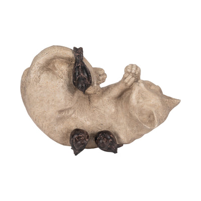 12" Sleeping Kitty With Birds, White/brown - Al Rugaib Furniture