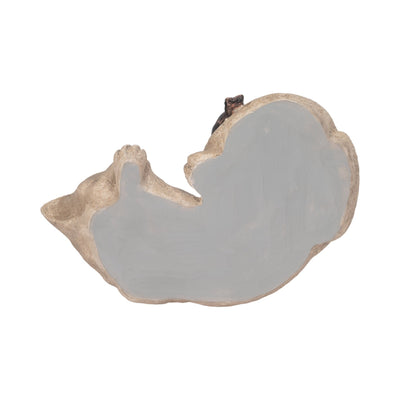 12" Sleeping Kitty With Birds, White/brown - Al Rugaib Furniture