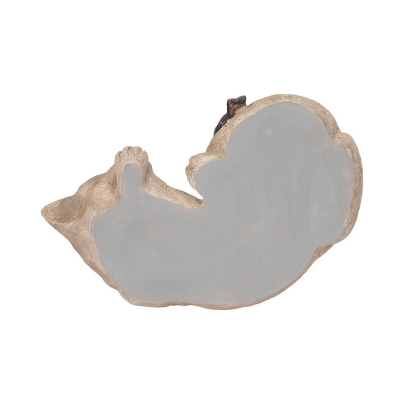 12" Sleeping Kitty With Birds, White/brown - Al Rugaib Furniture