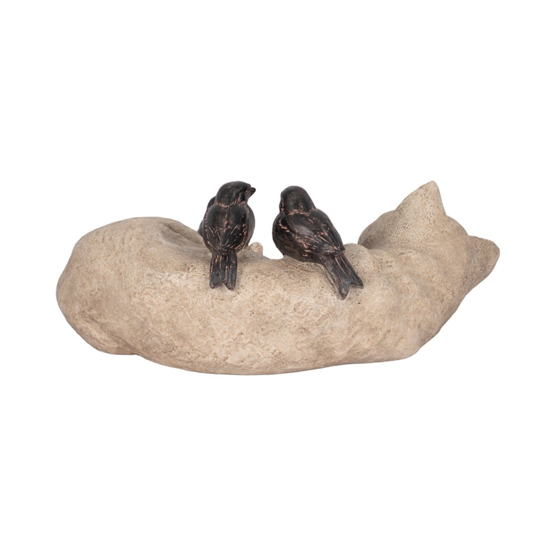 12" Sleeping Kitty With Birds, White/brown - Al Rugaib Furniture