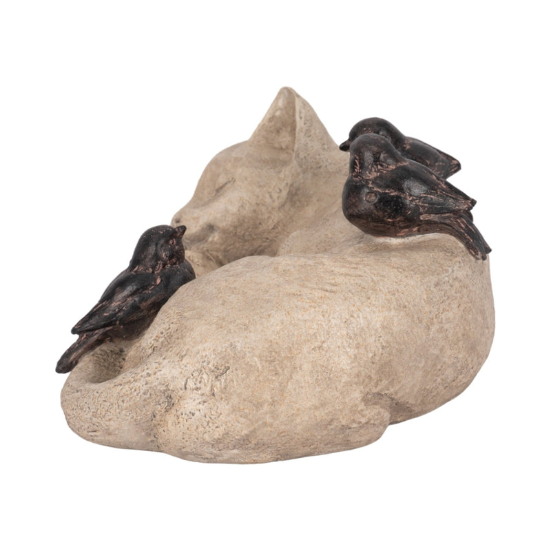 12" Sleeping Kitty With Birds, White/brown - Al Rugaib Furniture