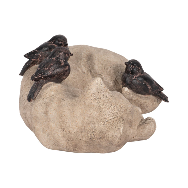 12" Sleeping Kitty With Birds, White/brown - Al Rugaib Furniture