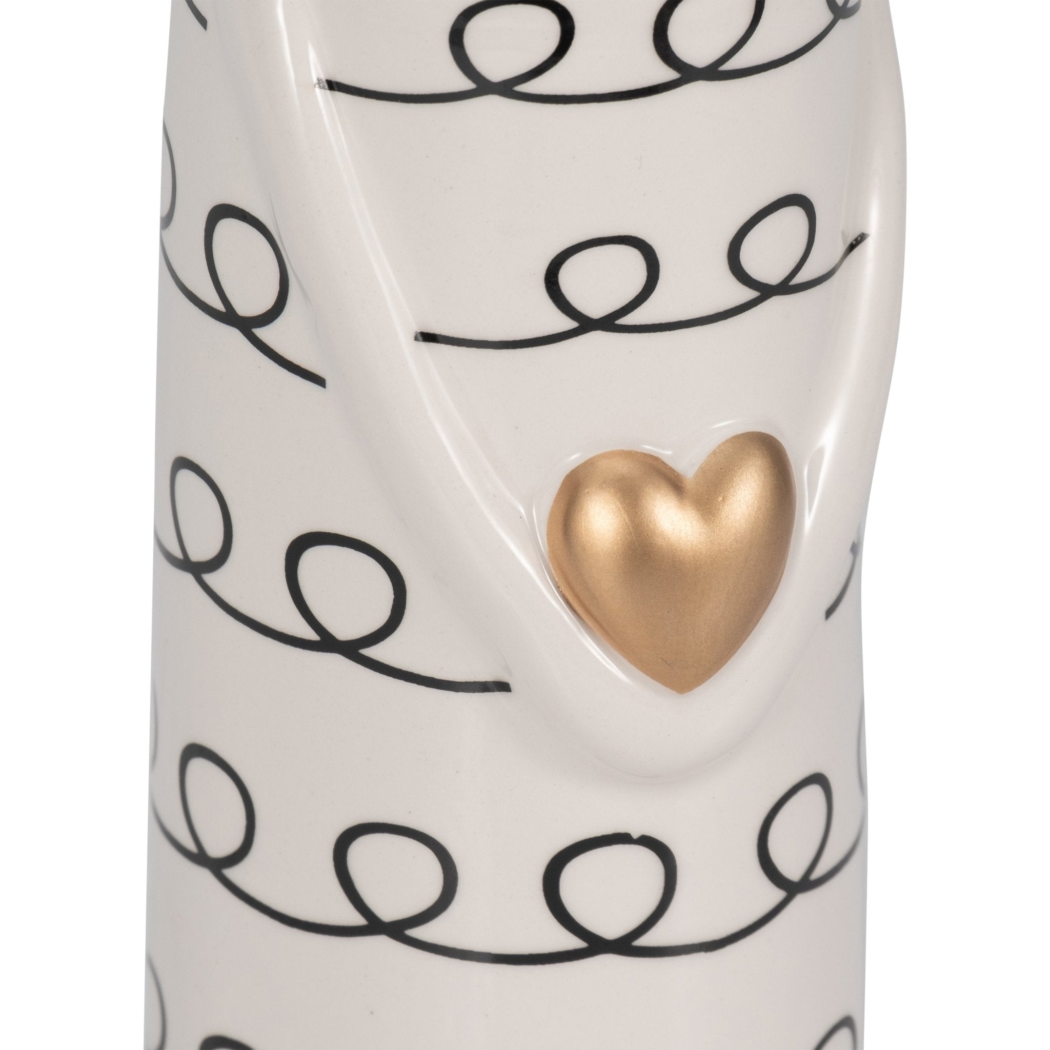 12" Squiggly Bunny With Gold Heart, White/black Table Decors| Sagebrook Home