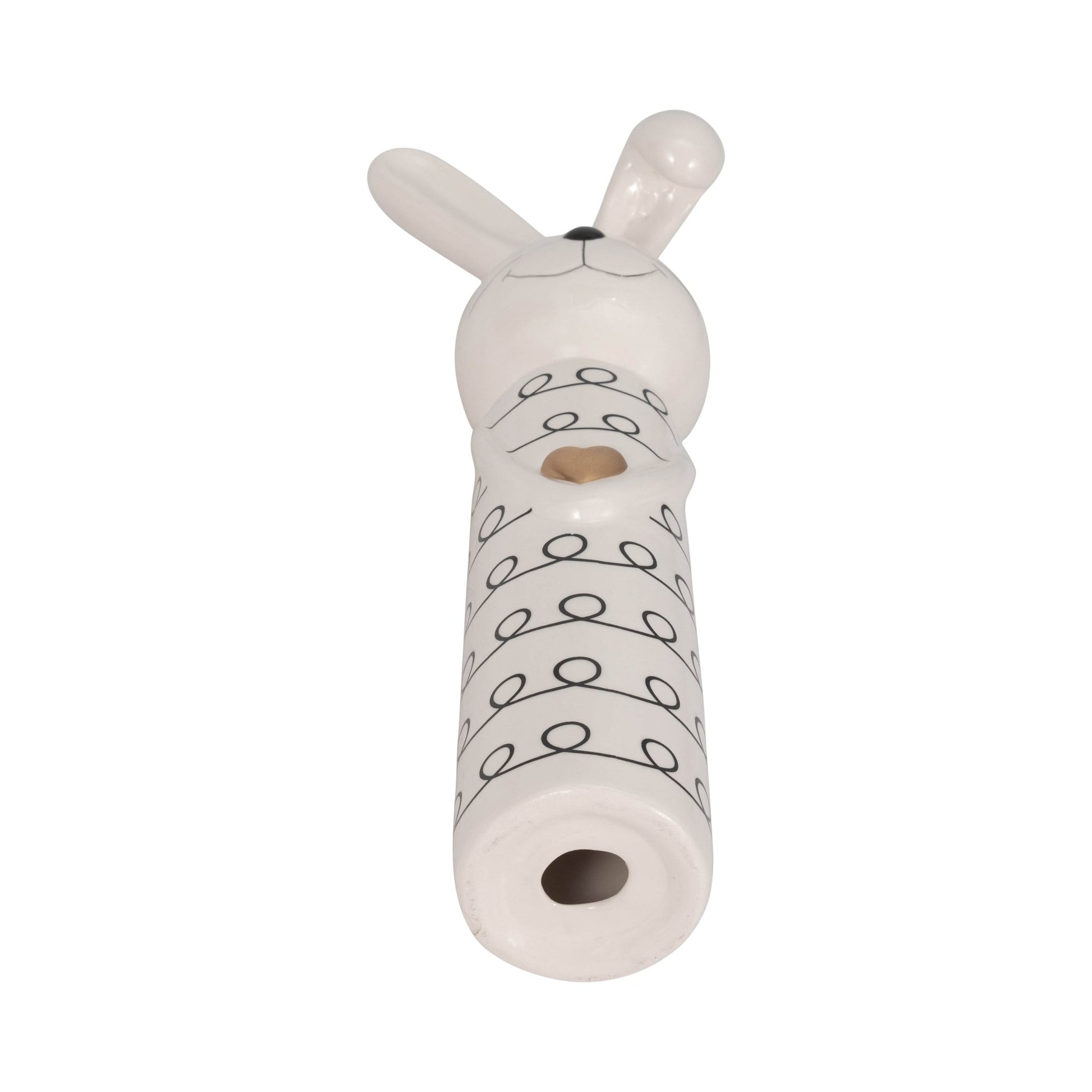 12" Squiggly Bunny With Gold Heart, White/black Table Decors| Sagebrook Home