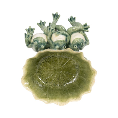12" Three Sitting Frogs Planter, Green - Al Rugaib Furniture