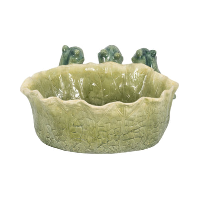 12" Three Sitting Frogs Planter, Green - Al Rugaib Furniture