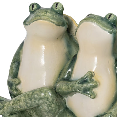 12" Three Sitting Frogs Planter, Green - Al Rugaib Furniture
