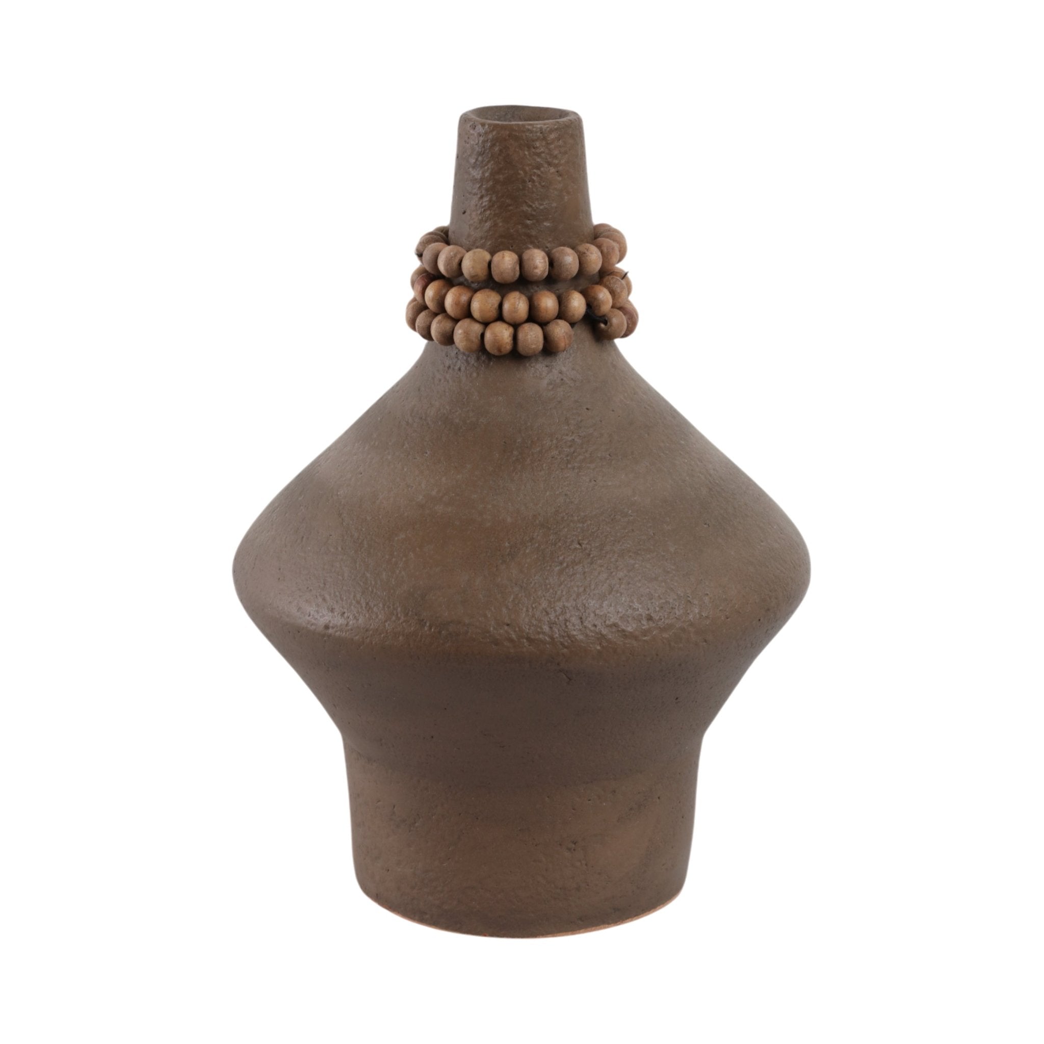 12" Tutwell Small Vase With Wood Beads, Brwn Vases and Jars| Sagebrook Home