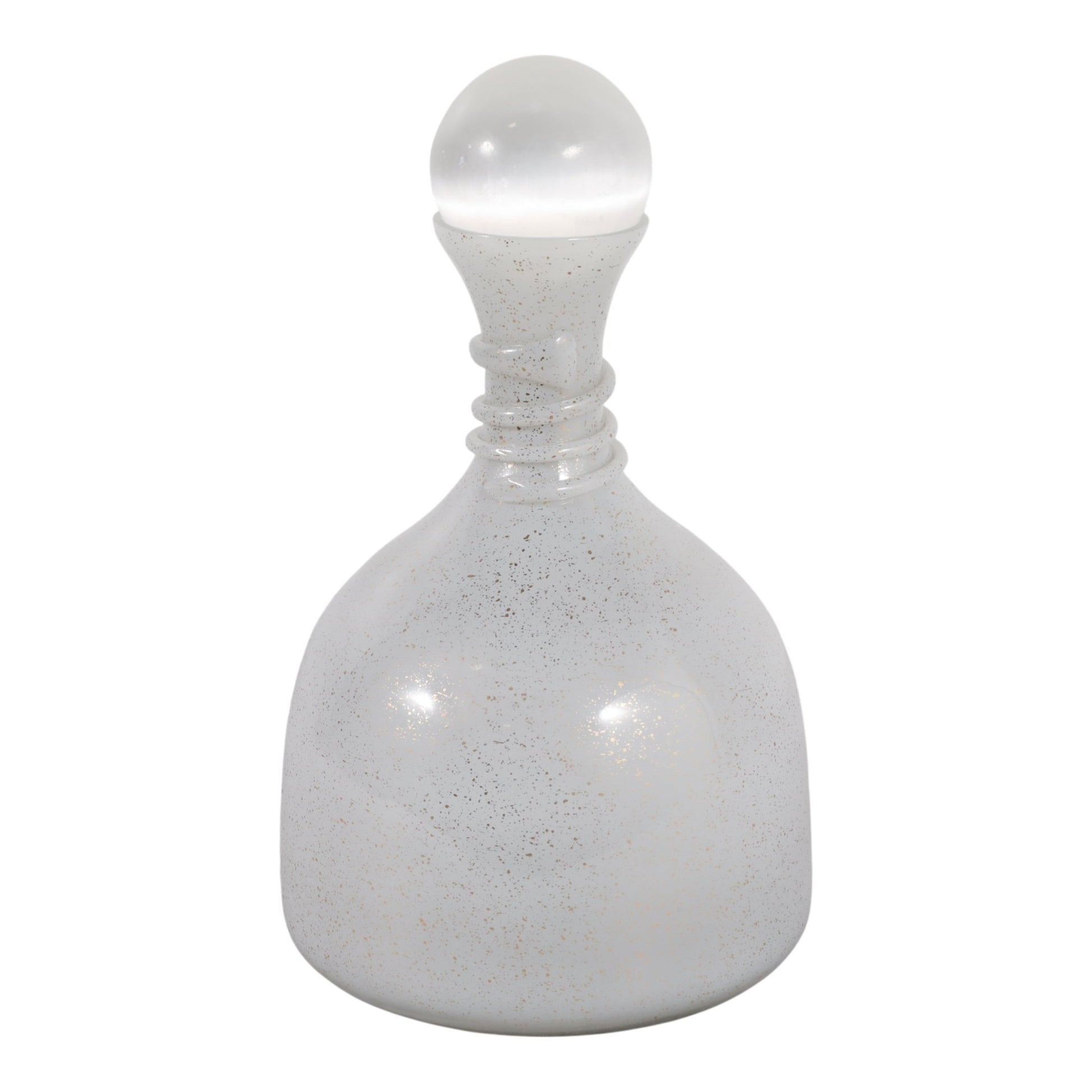 12" WAITE LG GLASS BOTTLE W/SELENITE STOPPER,WHITE Bottles & Containers| Sagebrook Home