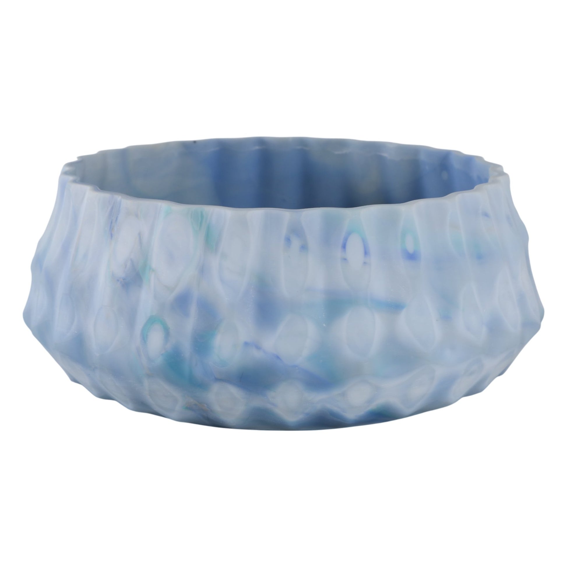 12" Warwick Blue Carved Glass Bowl Table Decors| Sagebrook Home