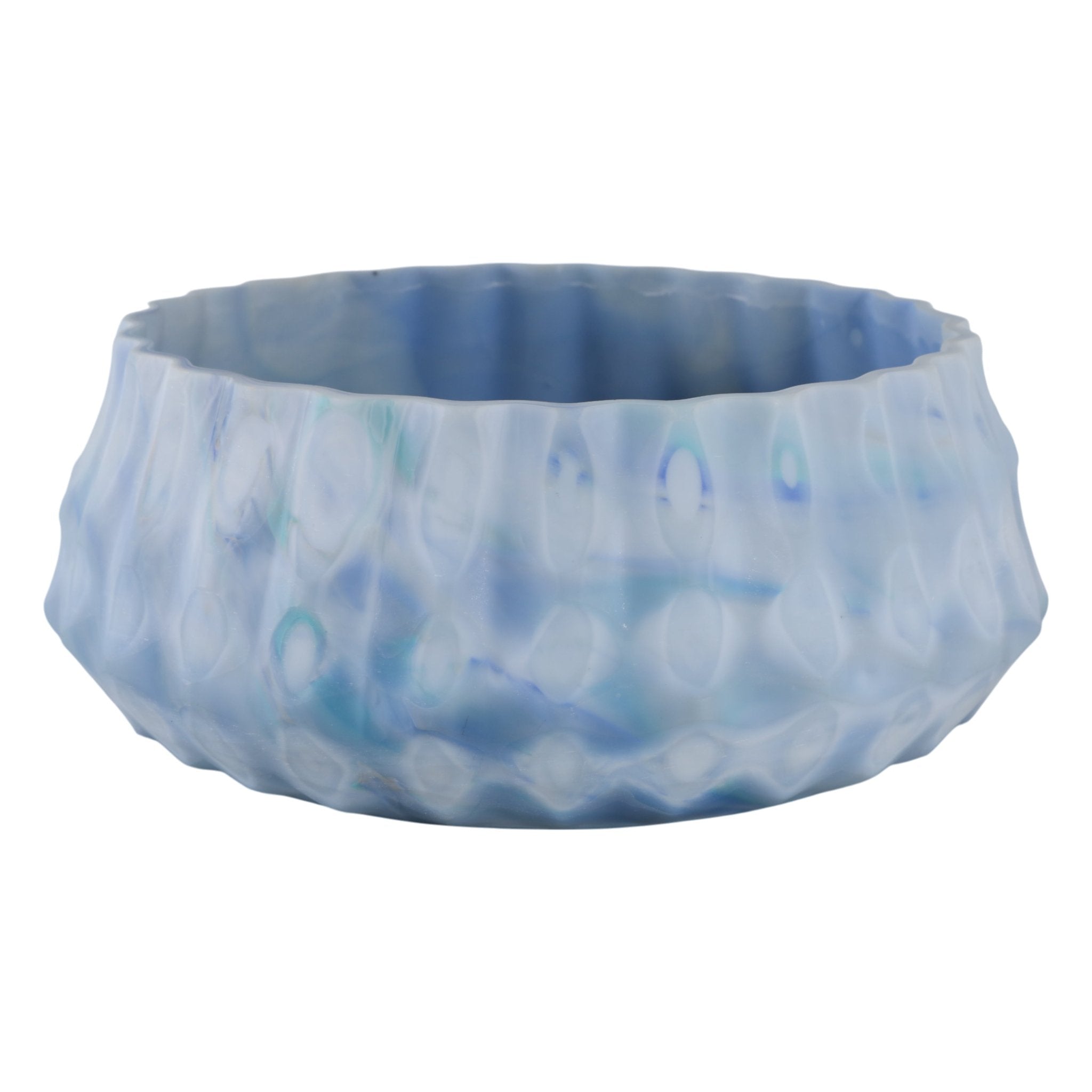 12" Warwick Blue Carved Glass Bowl Table Decors| Sagebrook Home