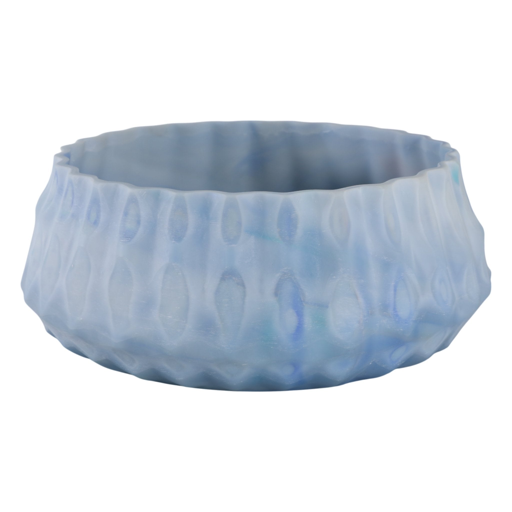 12" Warwick Blue Carved Glass Bowl Table Decors| Sagebrook Home