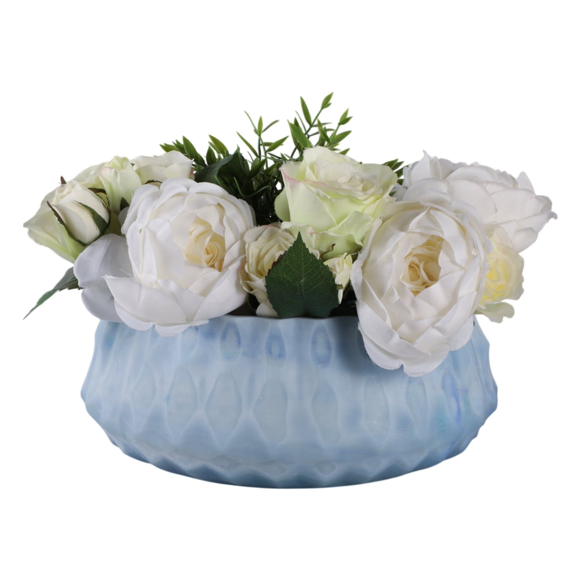 12" Warwick Blue Carved Glass Bowl Table Decors| Sagebrook Home
