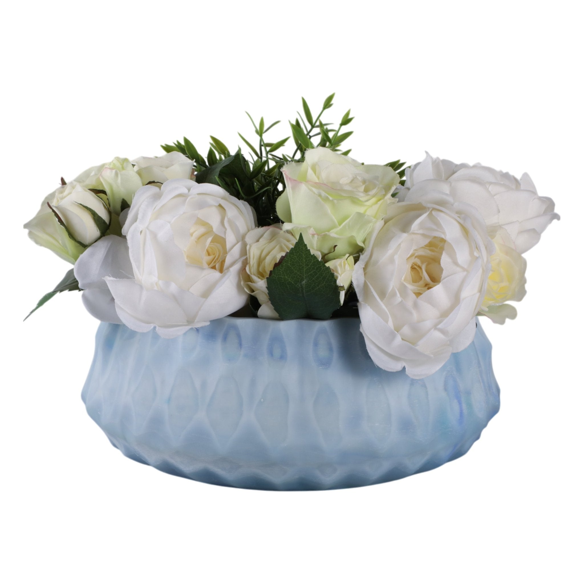12" Warwick Blue Carved Glass Bowl Table Decors| Sagebrook Home