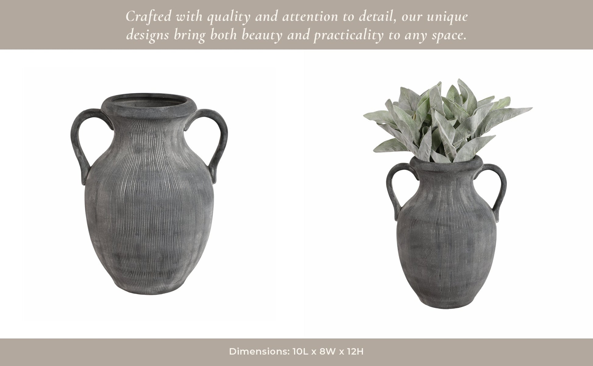 12" Weathered Jug With Handles, Black Vases and Jars| Sagebrook Home