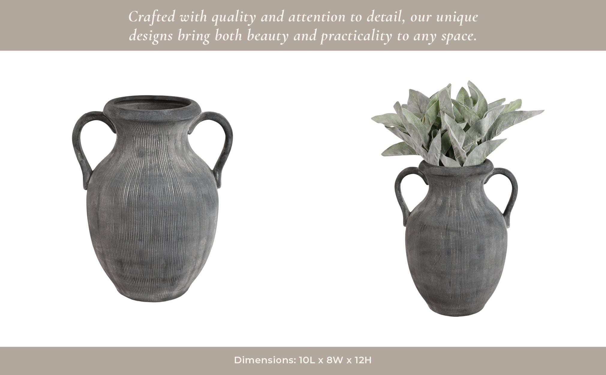 12" Weathered Jug With Handles, Black Vases and Jars| Sagebrook Home
