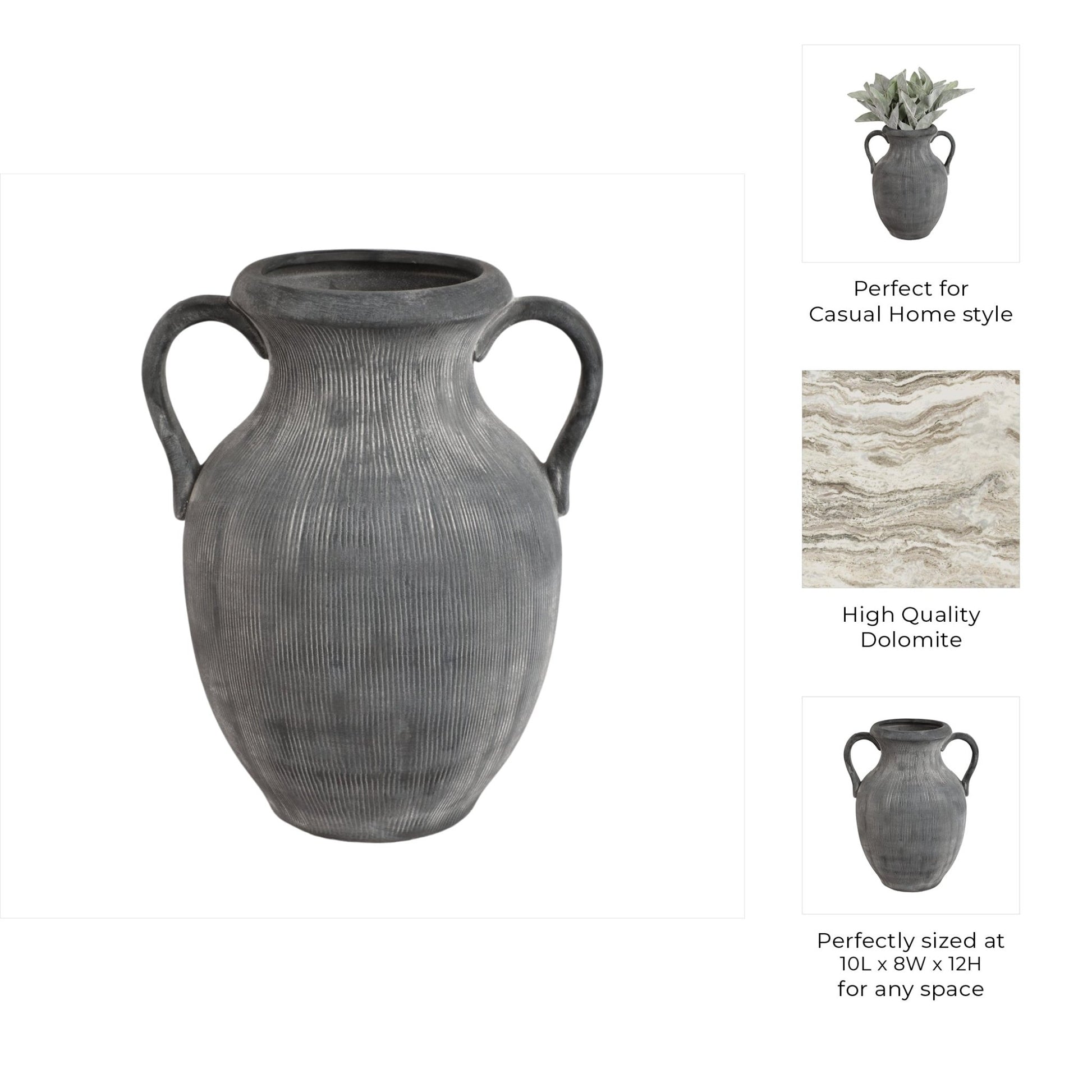 12" Weathered Jug With Handles, Black Vases and Jars| Sagebrook Home