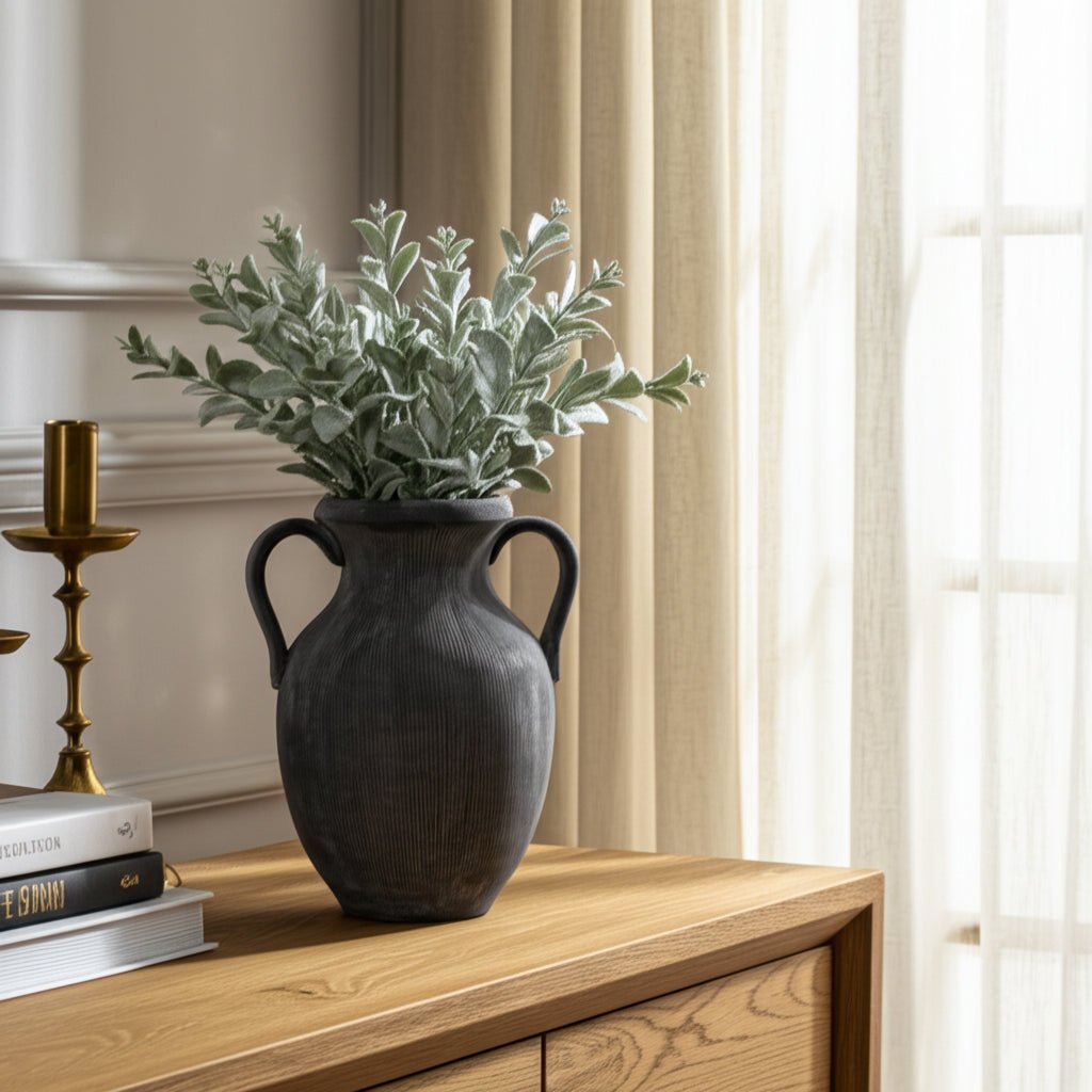 12" Weathered Jug With Handles, Black Vases and Jars| Sagebrook Home