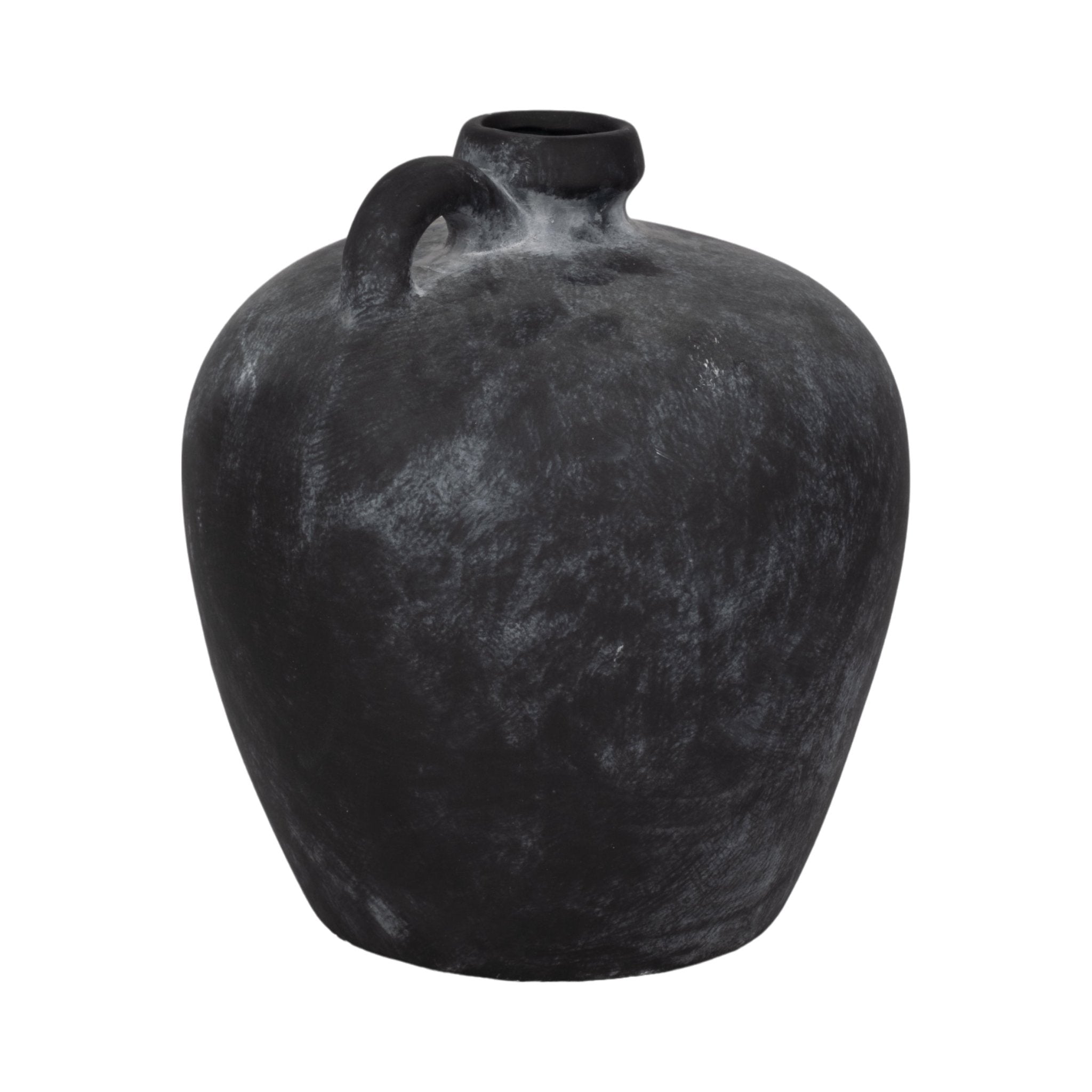 12" Weathered Terracotta Jug With Handle, Black Vases and Jars| Sagebrook Home