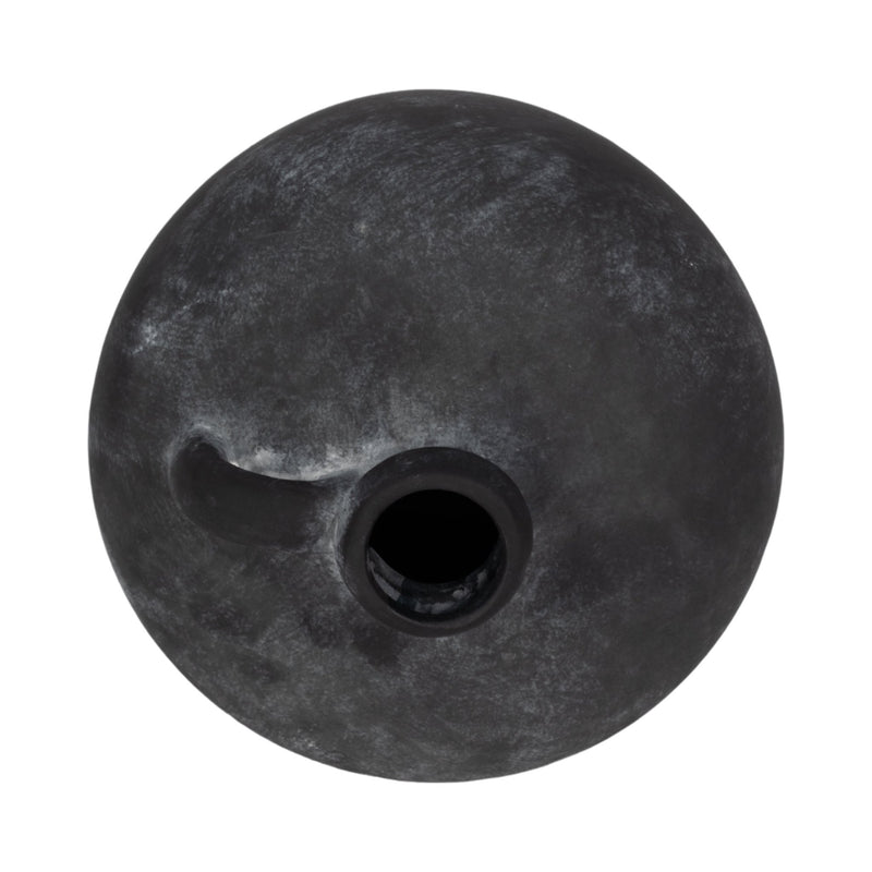 12" Weathered Terracotta Jug With Handle, Black - Al Rugaib Furniture