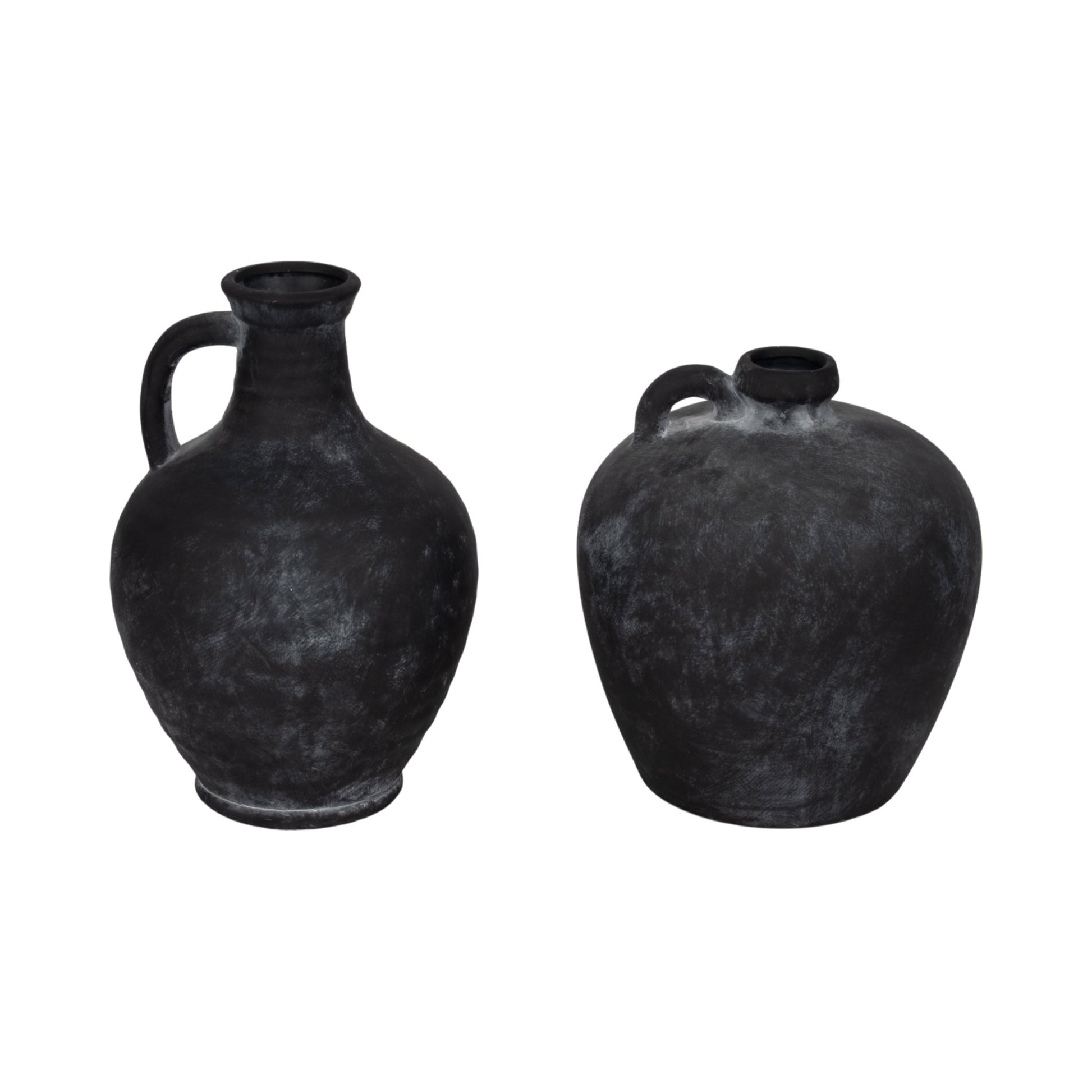 12" Weathered Terracotta Jug With Handle, Black Vases and Jars| Sagebrook Home