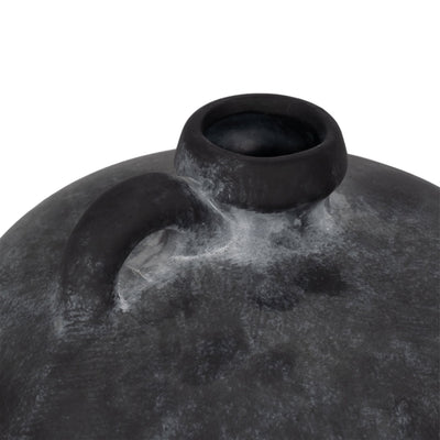 12" Weathered Terracotta Jug With Handle, Black - Al Rugaib Furniture