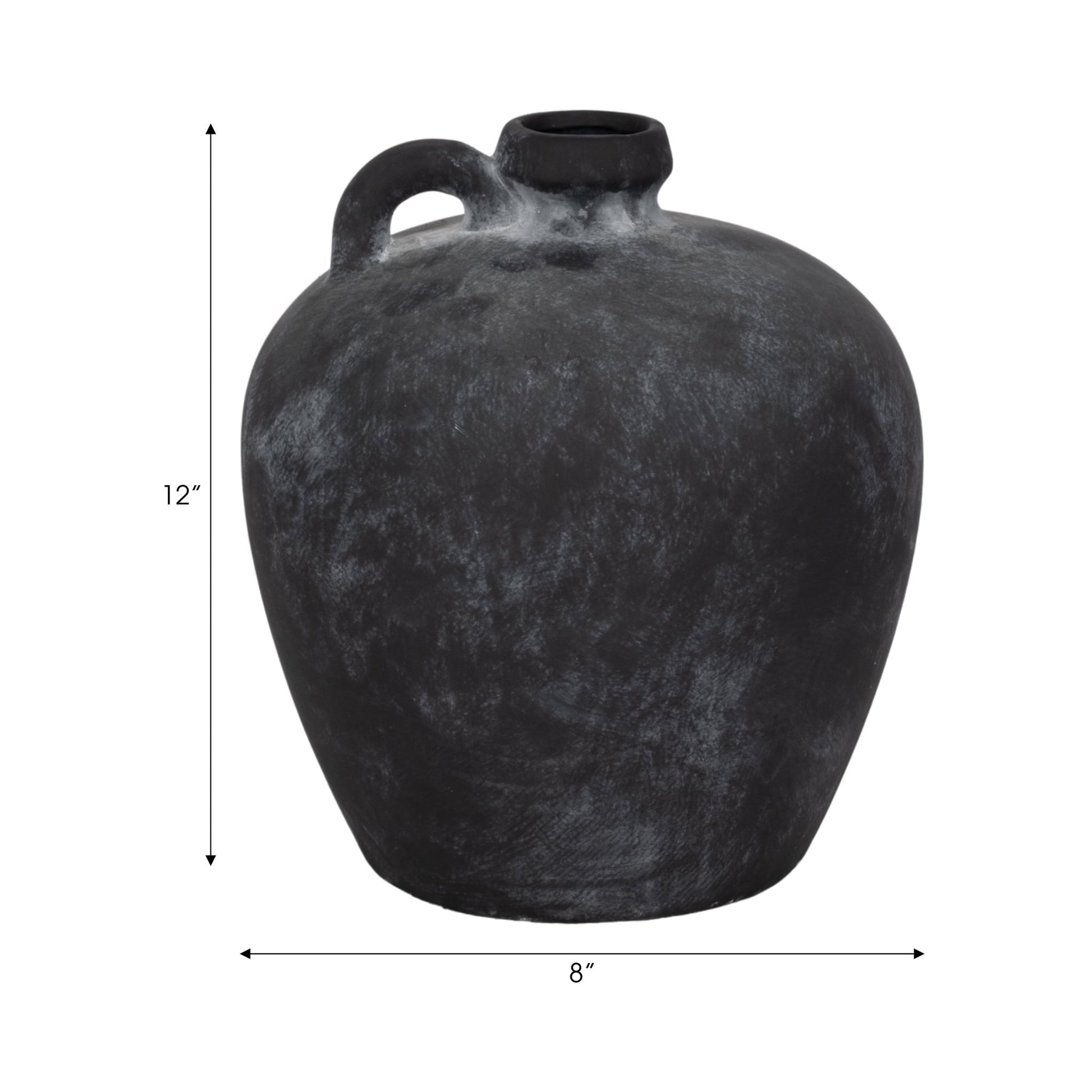 12" Weathered Terracotta Jug With Handle, Black Vases and Jars| Sagebrook Home