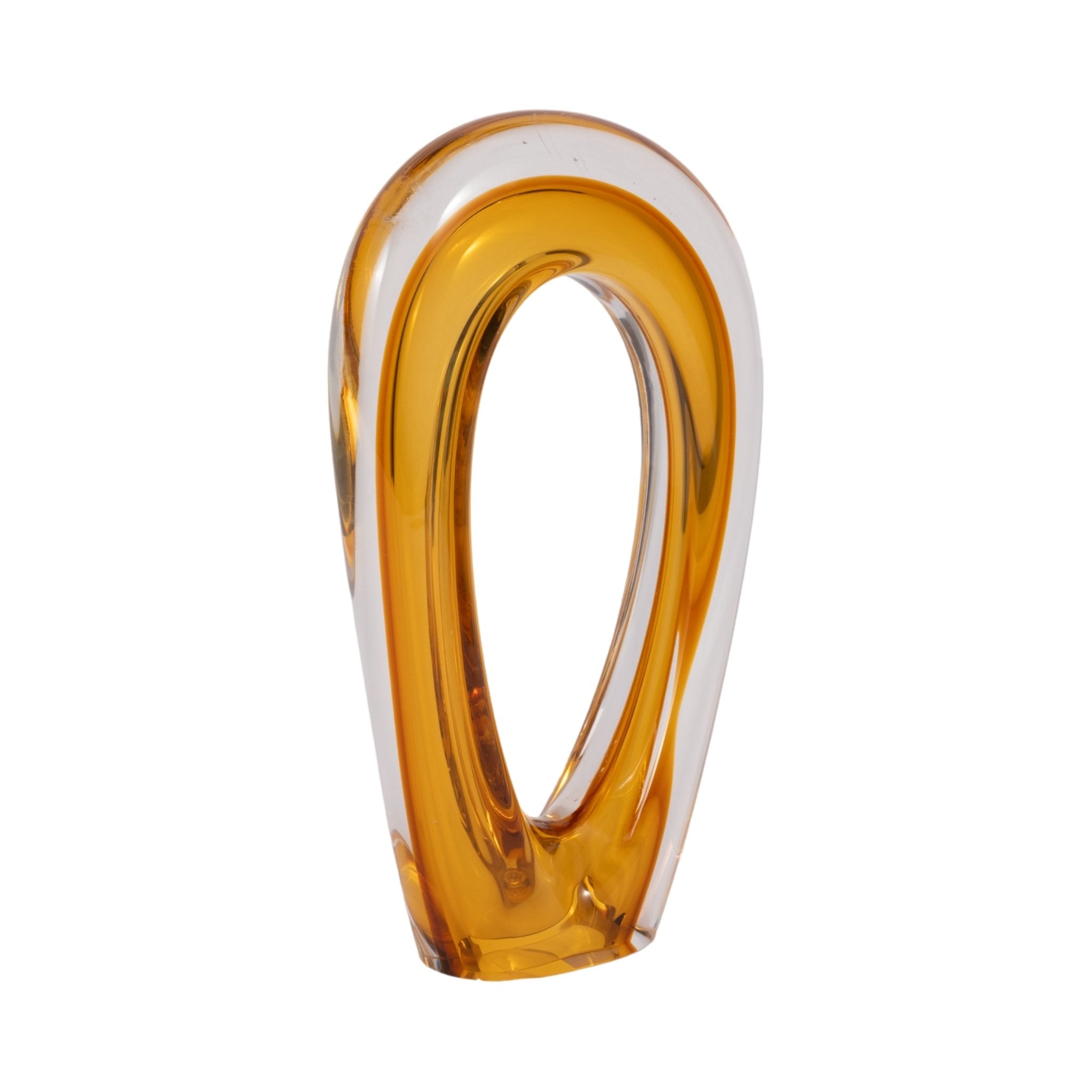 12" Zuri Cut-out Amber Art Glass Table Decors| Sagebrook Home
