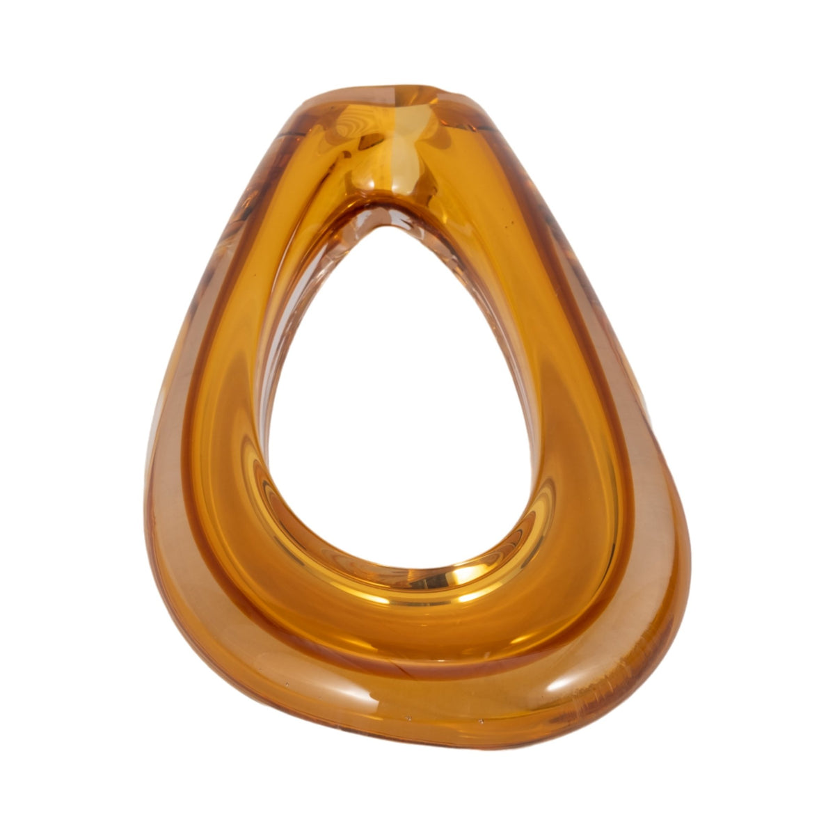 12" Zuri Cut-out Amber Art Glass Table Decors| Sagebrook Home