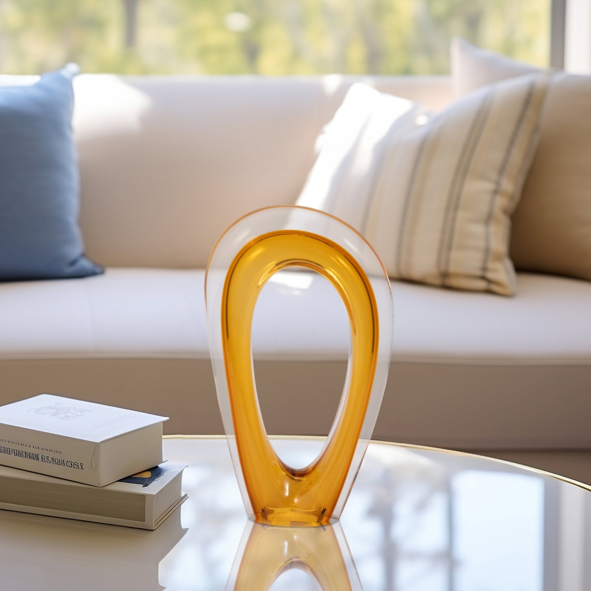 Zuri Cut-out Amber Art Glass | Table Decors | Sagebrook Home – Al