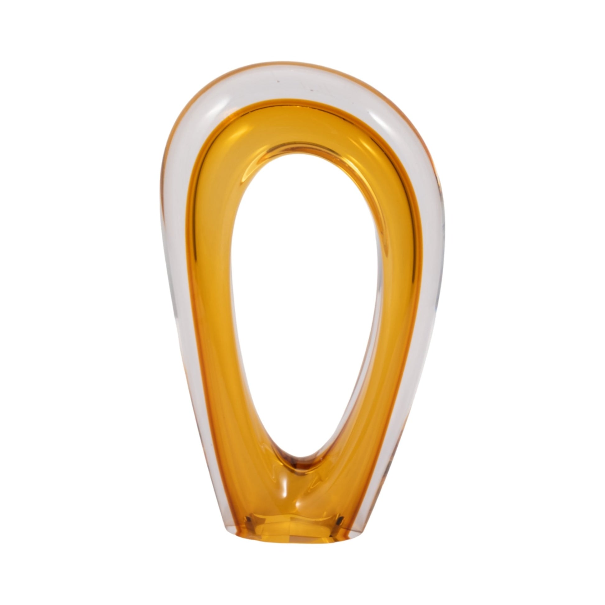 12" Zuri Cut-out Amber Art Glass Table Decors| Sagebrook Home