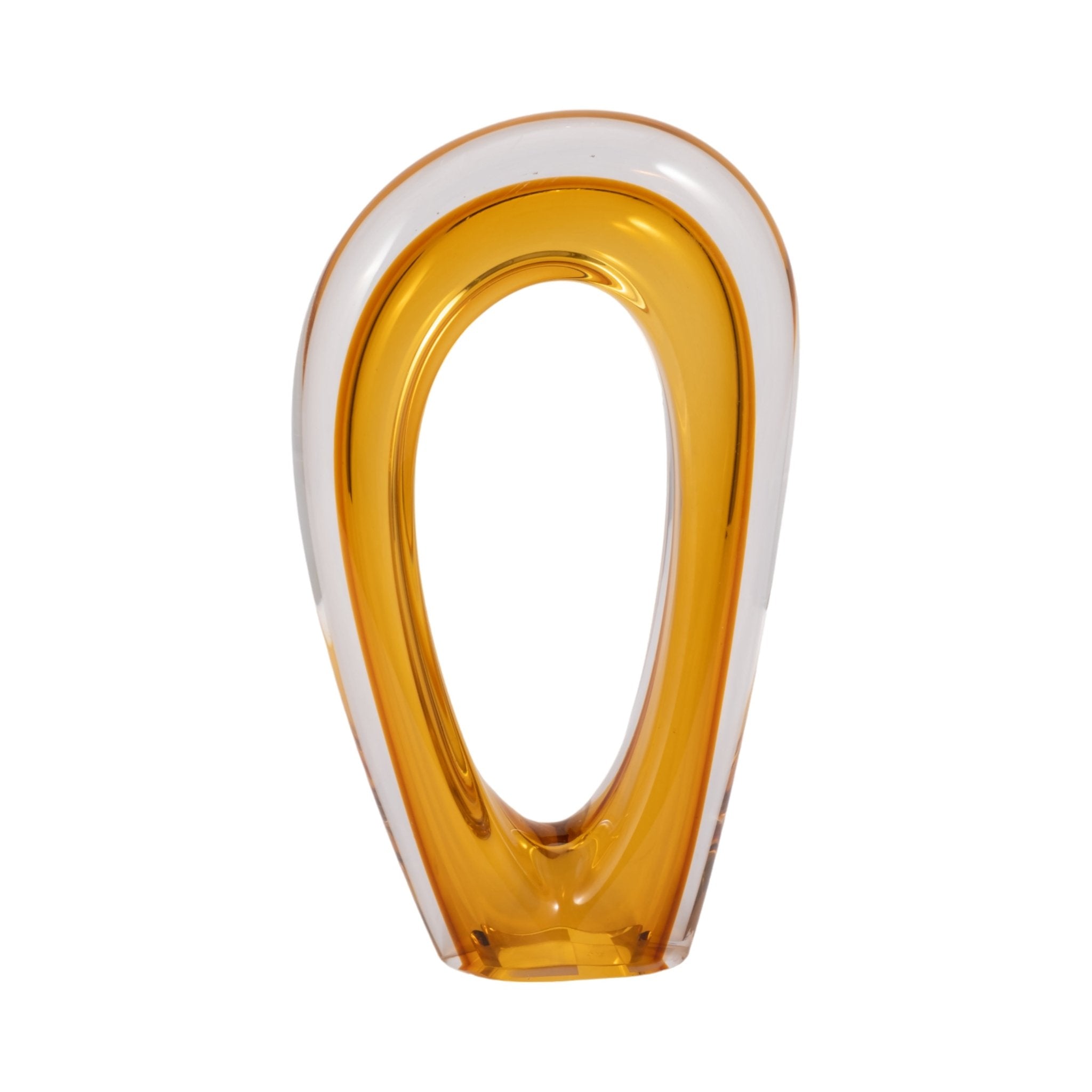 12" Zuri Cut-out Amber Art Glass Table Decors| Sagebrook Home