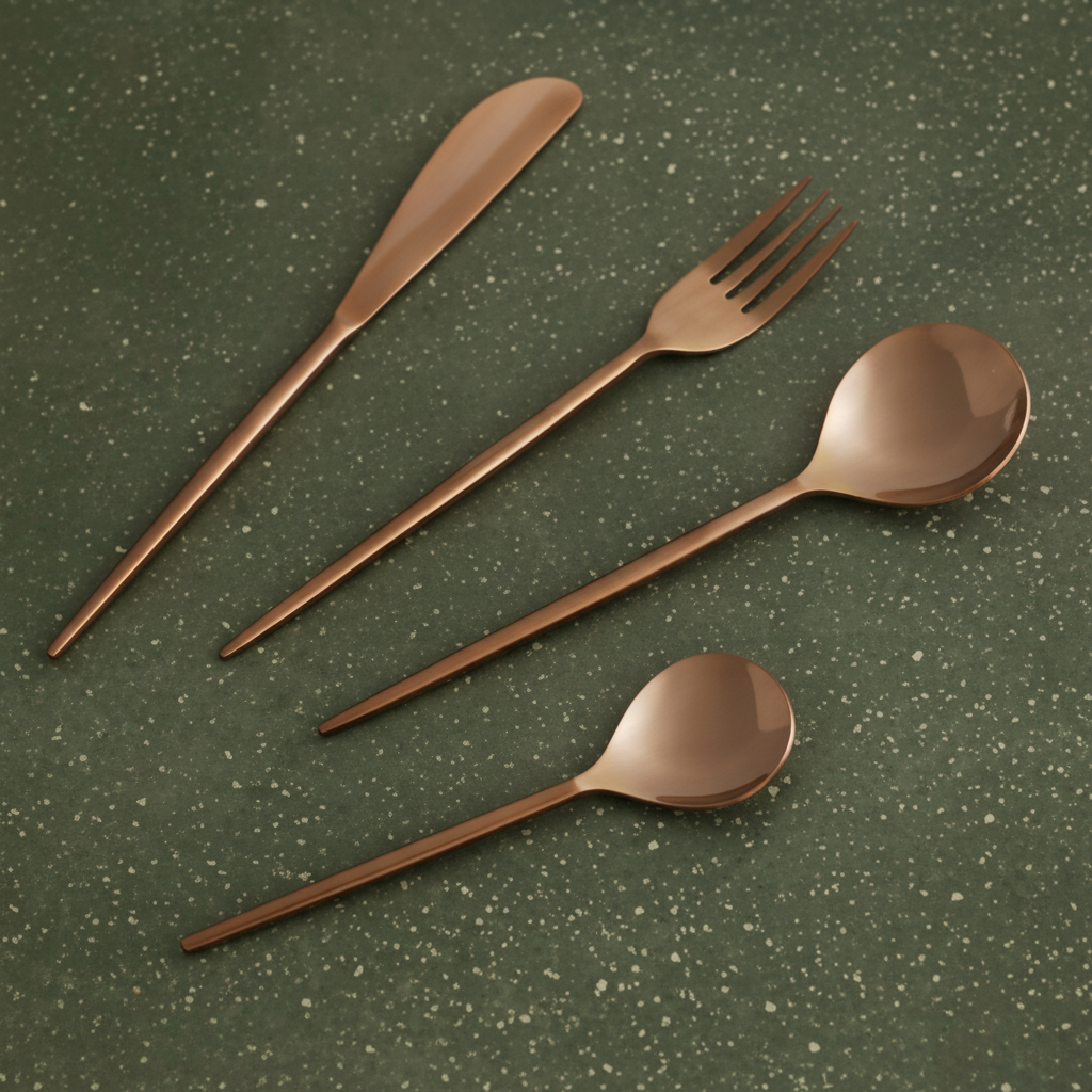Norah Rose Gold Hammered Cutlery Set of 4