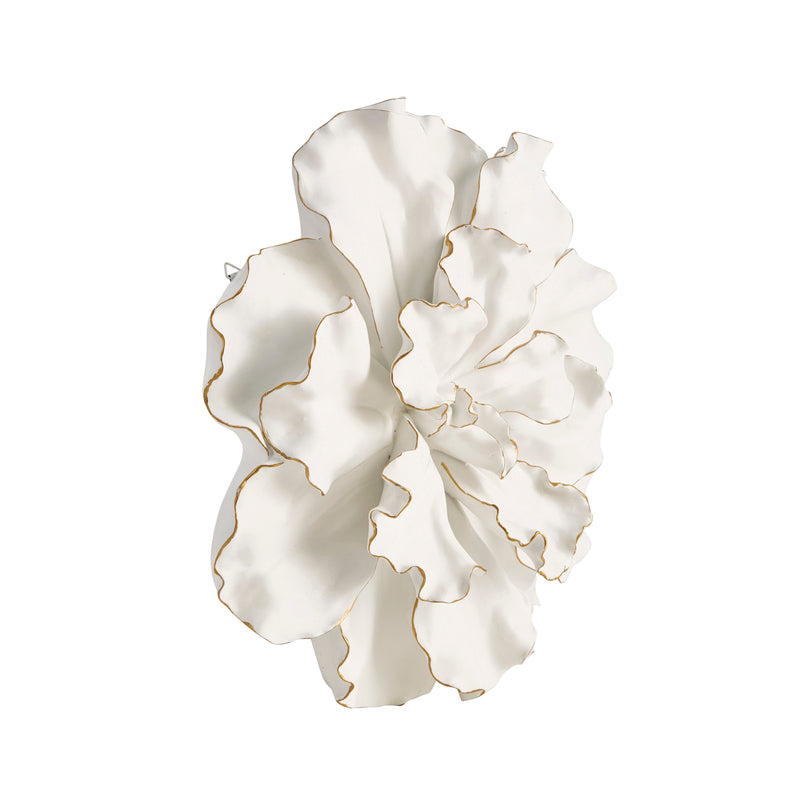 FLOWER WALL PLAQUE, WHITE/GOLD