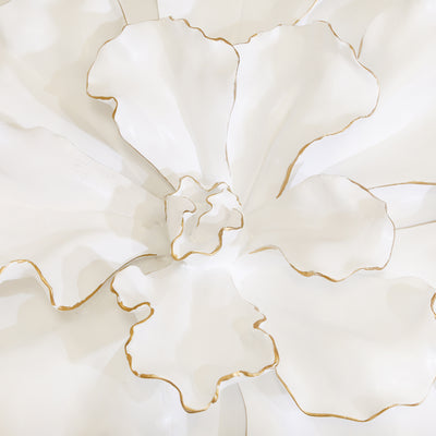 FLOWER WALL PLAQUE, WHITE/GOLD